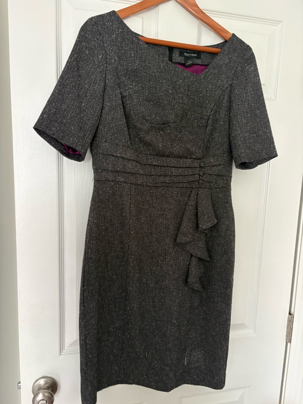 White House Black Market lined Dress with Ruffle Detail